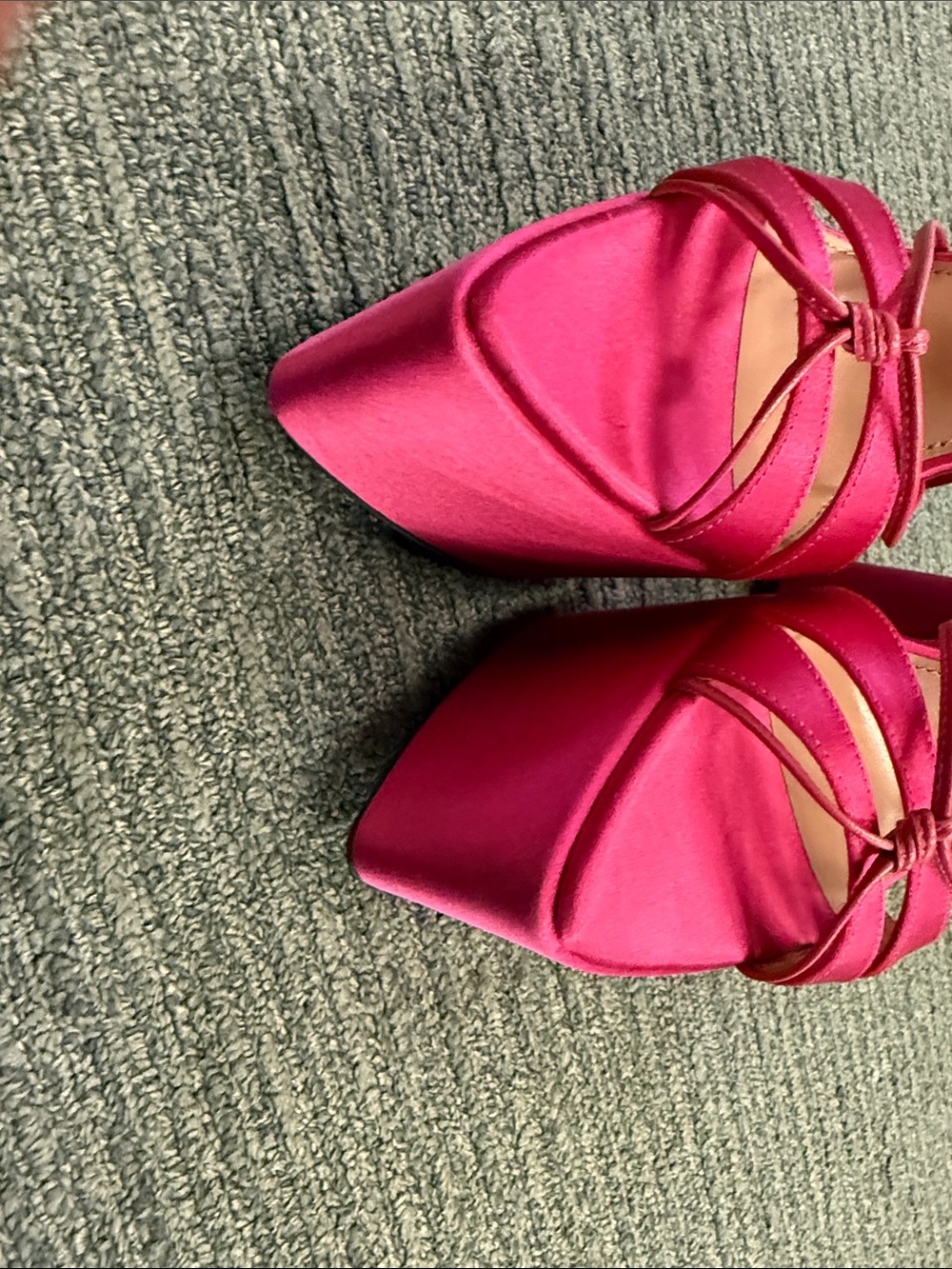 Fuchsia Satin Slingback Pointed-Toe Heels - Picture 5 of 8